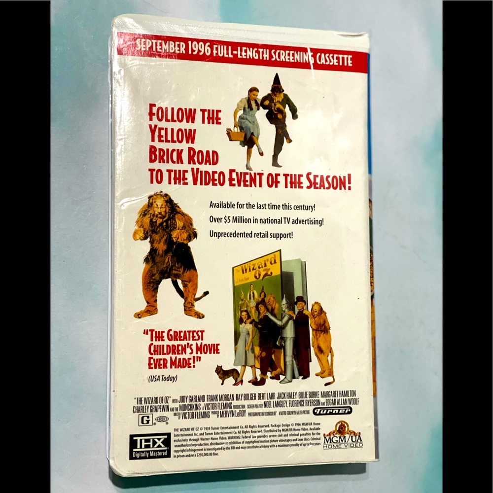THE WIZARD OF OZ VTG 1996 PROMOTIONAL FULL LENGTH SCREENING CASSETTE VHS THX